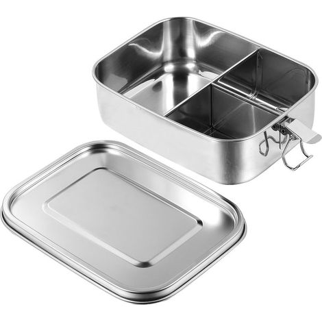 Boîte à bento en acier inoxydable de 1,2 L, facile nettoyer, avec (1/5)