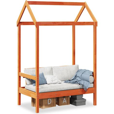 Bank mit Dach Wachsbraun 117,5x70x176,5 cm Massivholz Kiefer