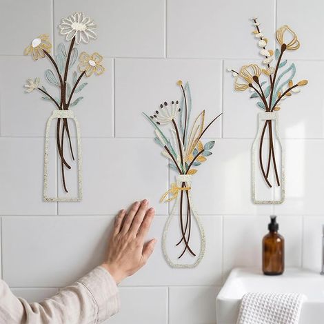 Floral Wall Decoration, 35 x 15 cm Colourful Wall Decoration (1/5)