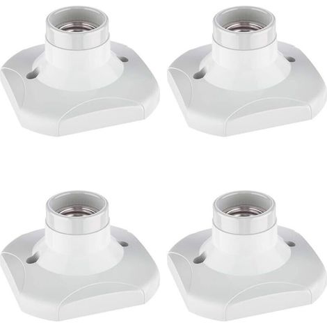 E27 Douille d'Ampoule en Céramique, 4 pcs E27 Douille de Lampe Support Base pour Lampe Support Douille E27 Murale, Blanc (1/4)