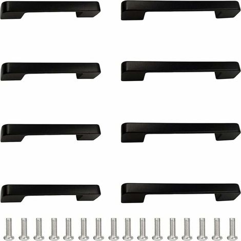 Poignées de tiroir, lot de 8, poignées de porte de cuisine, noir mat, poignées de meubles, poignées de rail, adaptées aux meubles de maison (entraxe des trous 96 cm et 128 cm)