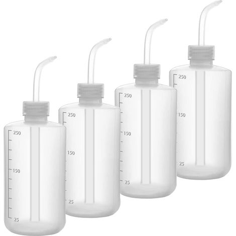 Waschflasche – 3er-Set – LDPE-Kunststoff – Gebogener und graduierter Ausgießer – Für Labor und Gartenarbeit – 250 ml und 500 ml (1/5)