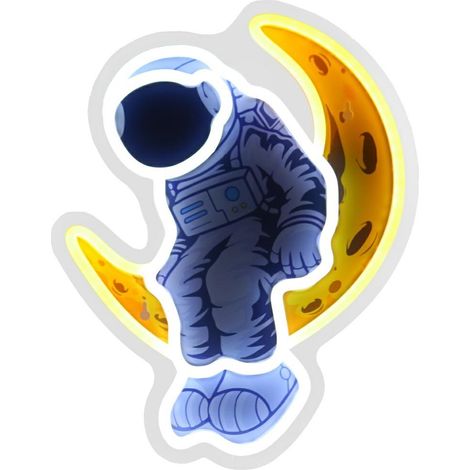 Astronaute lumineux Neon Beline sur la Lune