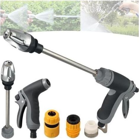 Pistolet Haute Pression Tuyau Arrosage-High-Pressure Water Jet-Pistolet Nettoyeur Métal Robuste Avec Buse Rotative 360° Réglable, Pour Lavage Auto, Terrasse, Sol Et Plantes (A) A - (1/5)