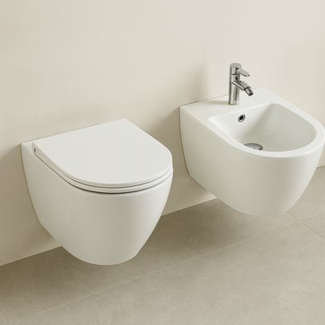 Sanitari Coppia Lilac Sospesi 56x36 cm con Copriwater Slim