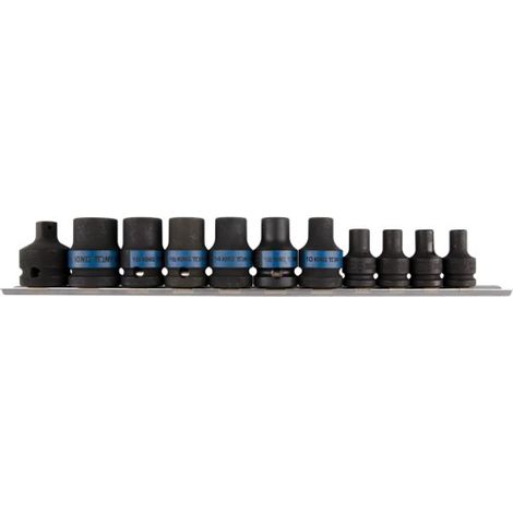 KING TONY - Jeu de 10 douilles Torx E à choc + accessoires en rail E5 à E20