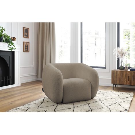 BOBOCHIC - Fauteuil CELINE tissu bouclette Taupe (1/5)