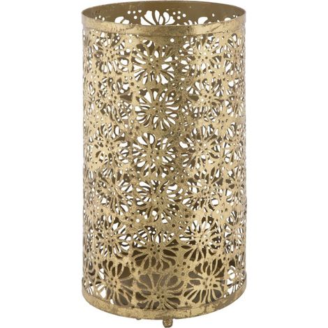 Portaombrelli Fiori Glam tondo in ferro traforato oro 24x42 cm