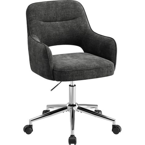 Fauteuil de Bureau Ergonomique avec Accoudoirs, Chaise Pivotante à 360° avec Hauteur Réglable, Assise Confortable en Tissu Doux,gris (1/5)