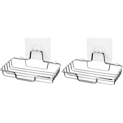 Steel Wall Mounted Soap Dish No Drilling Required 2 Pieces