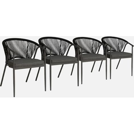 Set 4 sedie da giardino impilabili in acciaio e corde