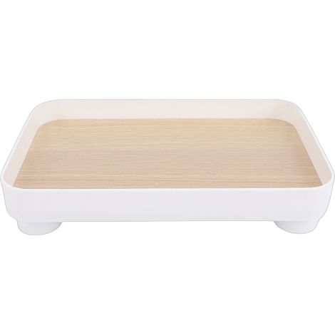 Plateau de Rangement Moderne en Plastique et MDF, 24x15cm, Organisateur Minimaliste pour Cosmétiques, Parfums et Clés, Décoration Élégante (1/5)