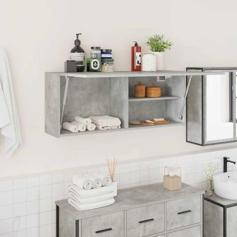 Bad-Wandschrank Betongrau 100x25x40 cm Holzwerkstoff