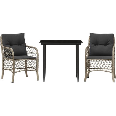 Maison Exclusive - Set da Bistrò 3 pz con Cuscini Grigio Chiaro in Polyrattan (1/5)