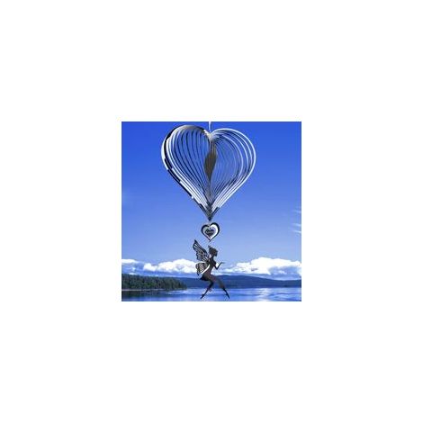 Carillon éolien en forme de cœur, carillon rotatif pour jardin, carillon éolien 3D en acier inoxydable pour décoration intérieure et extérieure (Ange) (1/5)