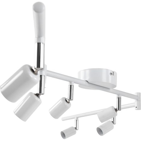 Plafonnier en fer 6 lumières GU10 spots orientables design nordique, pour chambre, salon, salle à manger, commerce, ambiance, blanc (sans ampoule, 85-265V) (1/5)