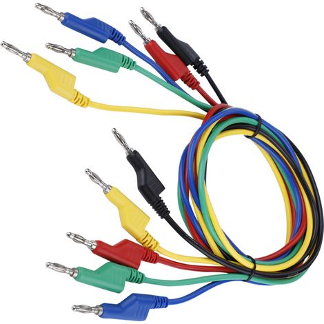 5 Stück P1036 Hochspannungs-Doppelstecker-Messleitungen, 1 m, 4 mm Bananenstecker, für Multimeter (1/5)