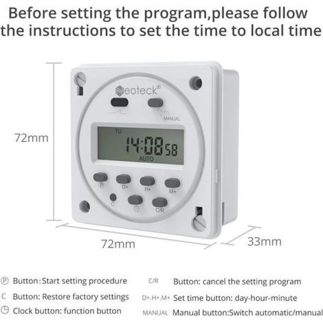 Programmateur Digital - 12 V - 16 A - 16 Programmes - Étanche - Pour Automatisation Extérieure - 1 Pièce (1/4)