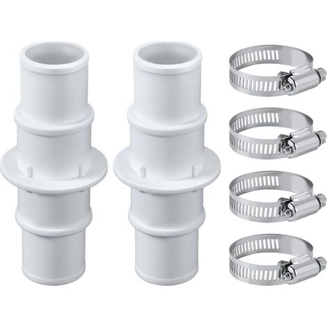 2-teiliges Set Poolschlauchverbinder mit 4 Edelstahl-Schlauchschellen, 32 mm oder 38 mm Poolschlauchadapter für Poolroboter und Filterpumpenschläuche
