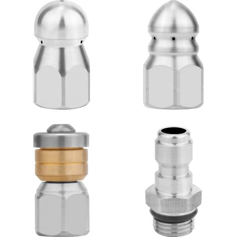 3x Buse de Nettoyage d'Égoutavec Bec à Bouton Rotatif Rapide Jusqu'à 5000 PSI, Kit Debuse Haute Pression 1/4 en Acier Inoxydable pour Nettoyeur Haute Pression, (1/5)