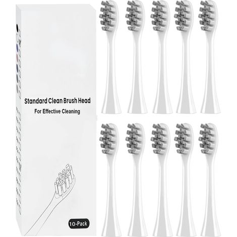 Lot de 10 brossettes de rechange, compatibles avec les brosses à dents électriques Lächen, compatibles avec les brosses à dents soniques Smile, blanches (1/5)