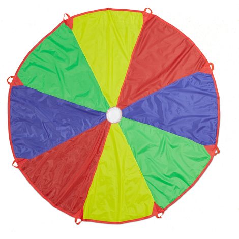 Relaxdays Paracadute Ludico Arcobaleno, Telo Giocattolo per Bambini Ø 2 m, Gioco Didattico per Scuole, Multicolore
