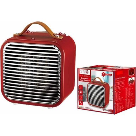 Mini Termoventilatore in Ceramica con Potenza Regolabile 600W 1200W con Autoprotezione Surriscaldamento Quadrato Rosso