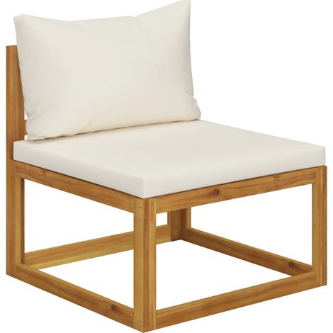 INLIFE Ensemble de canapés 2 pcs et coussins blanc crème Acacia solide (1/5)