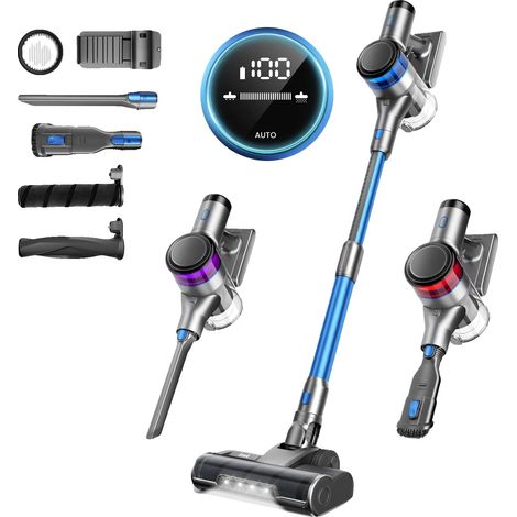 Aspirateur sans fil, 55 kPa de puissance d'aspiration, 4 modes de nettoyage, Bleu, UE (1/2)