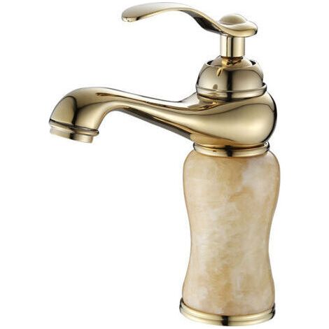 Robinet de lavabo vintage Robinet mitigeur d'évier de cuisine Robinet chaud et froid en pierre de topaze (1/5)
