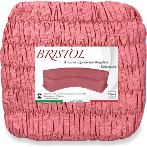 COPRIDIVANO ANGOLARE UNIVERSALE BRISTOL ROSA UNITO