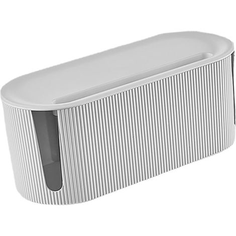 Organizador de cables con tapa, blanco, diseño compacto. (1/3)