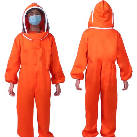 Combinaison d'apiculteur orange une pièce, vêtements de protection pour l'apiculture, équipement apicole (XXL) (1/5)