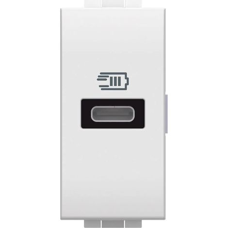 Caricatore USB Bianco tipo C con tensione 5 Vdc CARICA CELLULARI Living Light bticino N4192C