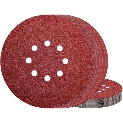 Disque de Ponçage 225 mm Papier Abrasif 8 Trous Grain 120 pour Ponceuse Murale 30PCS (1/5)