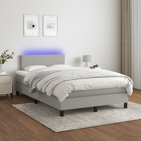 Boxspringbett mit Matratze & LED Hellgrau 120x200 cm Stoff (1/5)