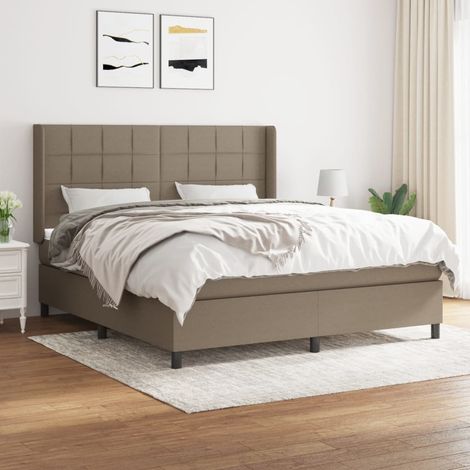 Lit double Lit à sommier tapissier avec matelas Lit Adulte Taupe 160x200 cm Tissu BVM44635 (1/5)