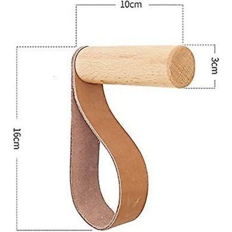 Crochets muraux en cuir, crochets muraux en bois, porte-manteaux muraux, adaptés pour suspendre sacs, serviettes et manteaux, décorations de style scandinave (ensemble de 3 pièces) (1/3)