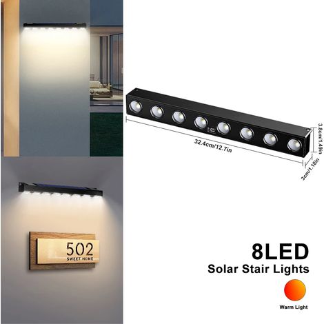(1 pièce - 8 LED) Lampes solaires murales pour clôtures et enseignes extérieures, ultra lumineuses, étanches, fixation murale. (1/5)
