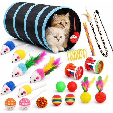 22 Jouets pour Chat avec Tunnel Pliable Plume Souris (1/5)