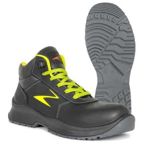 Pezzol Jackson S3 scarpe da lavoro alte invernali antinfortunistiche N.39 in pelle nera/giallo fluo metal free made in Italy Nero + Giallo 39