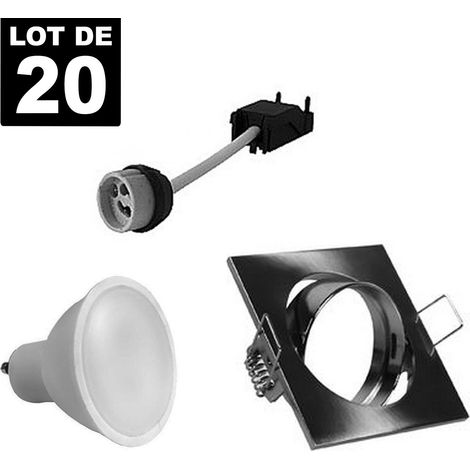 Lotto di 20. Illuminazione da incasso per interni 7W 6000K Luce fredda. GU10 LED Anello da incasso regolabile e inclinabile + lampadina LED + portalampada classe 2 (Clip-On) (1/2)