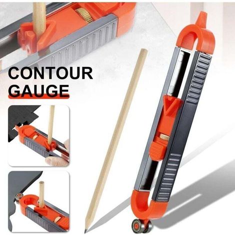 Jauge de Contour Règle avec Serrure, Règle de Traçage de Profil avec Crayon, Règle de Contour pour Copier avec Précision Formes Irrégulières, Jauge de Duplication de Contour pour Travail du Bois (1/3)