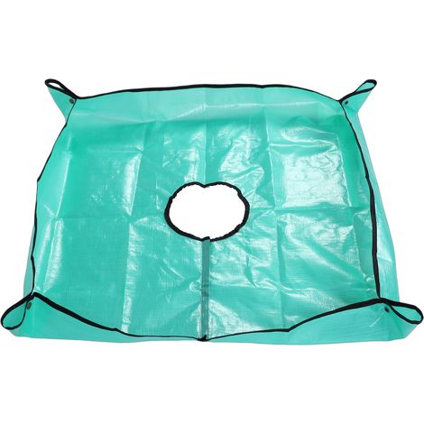 Bâche de jardinage imperméable 100x100cm avec trou central et 4 attaches pour la récolte des débris d'élagage (1/5)
