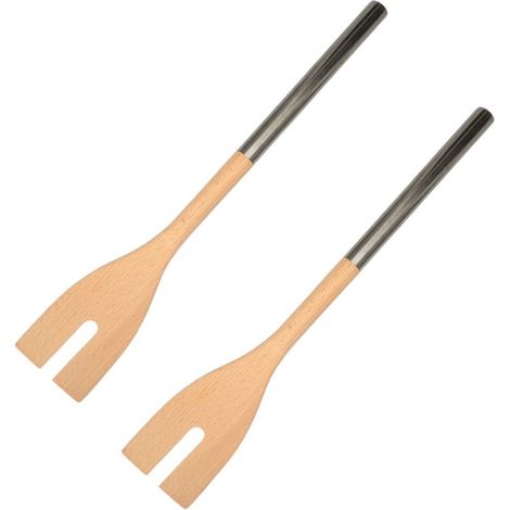 Set de 2 ustensiles de cuisine couverts à salade bois Fackelmann Boisselerie (1/5)