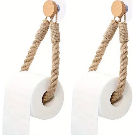 porte-papier toilette en corde de chanvre porte-rouleau papier salle bain tressée porte-serviettes sans perforation 2 (1/5)
