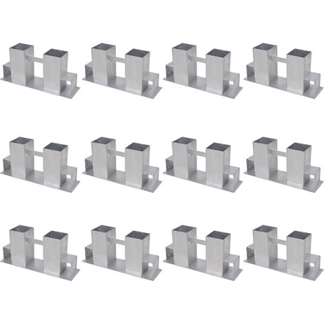 Firewood Stacking Aids 12 pcs Steel Silver vidaXL