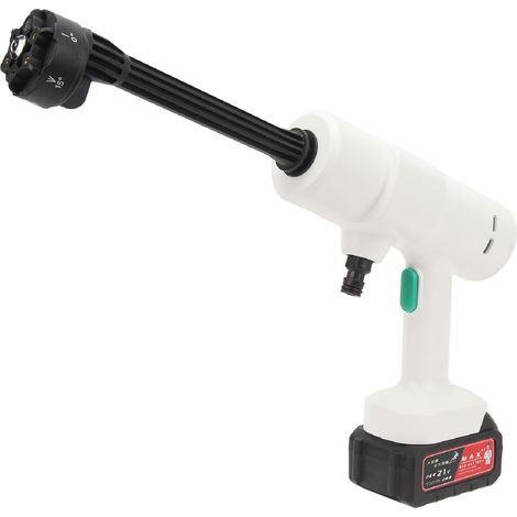 6-in-1 Akku-Hochdruckreiniger mit Sprühdüse, EU-Stecker, 100–240 V, 12000 mAh, 2,4 MPa, tragbarer Hochdruckreiniger für Zäune und Gärten, Weiß (1/5)
