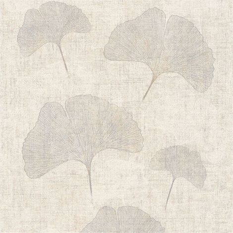 Flowers wallcovering wall Profhome 322653 non-woven wallpaper slightly textured with floral pattern and metallic highlights beige silver brown 5.33 m2 (57 ft2) (1/5)