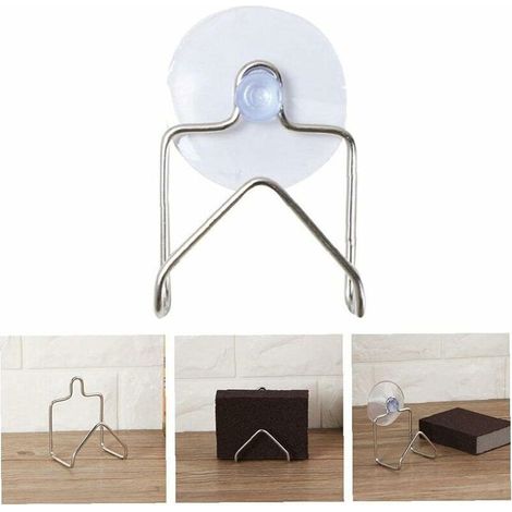 Porta spugna in acciaio inossidabile con ventosa, porta spazzolino per scolapiatti da cucina, porta sapone, scolapiatti (1/4)